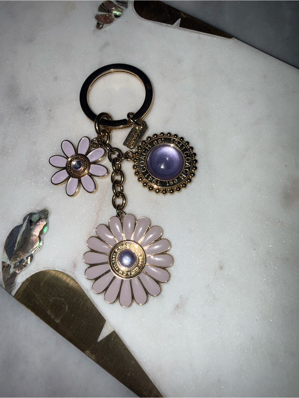 Rare Coach Daphne Lavender Daisy multi-mix bag key charm - Picture 3 of 3